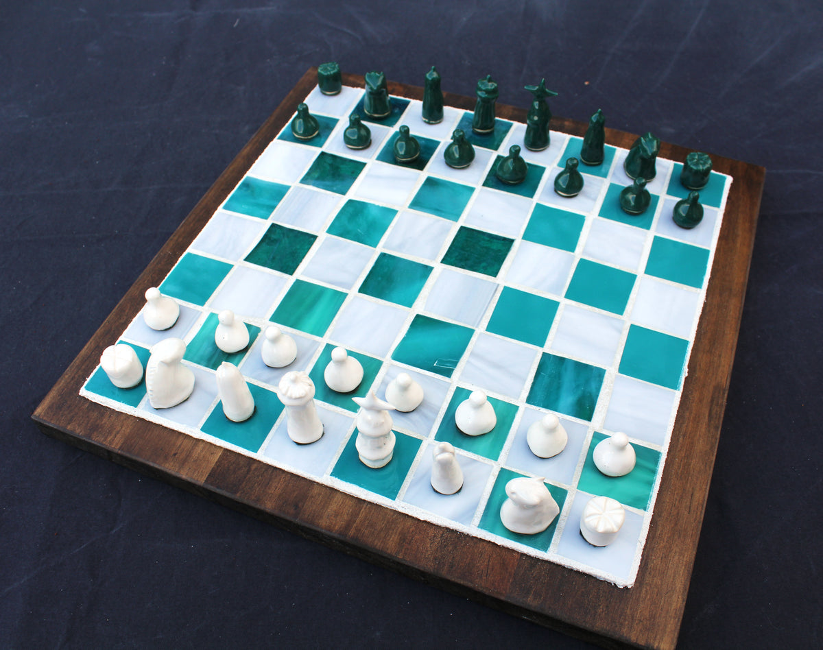 Turquoise & White Set – Mad Chess Company